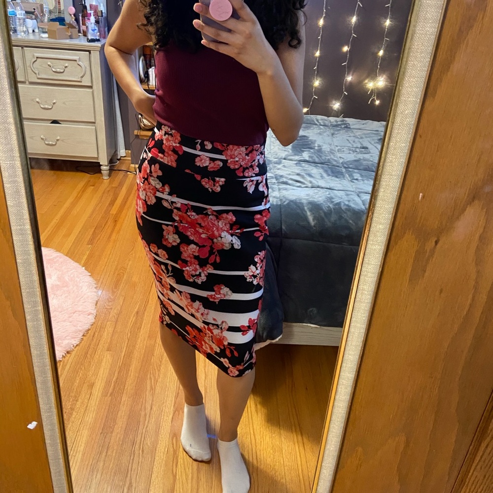 Scuba midi pencil skirt